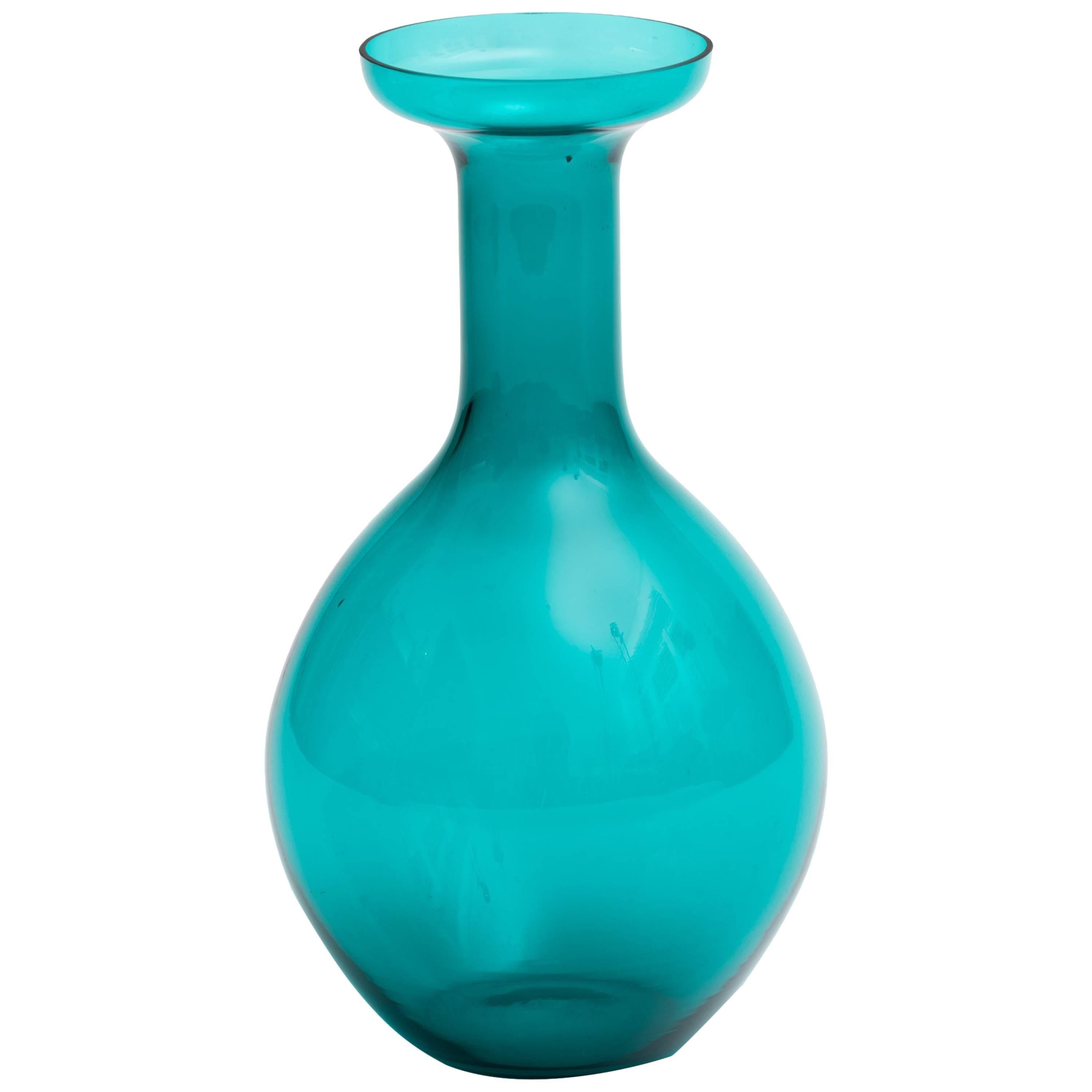 Tall Italian Green Glass Bottle Vase