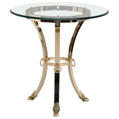 Mid-Century Spanish Neoclassical Brass Ram's Foot Side Table