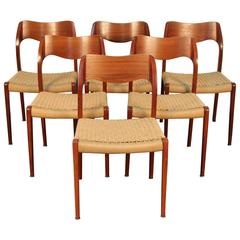 Set of Six Niels Otto Møller Model 71 Dining Chairs
