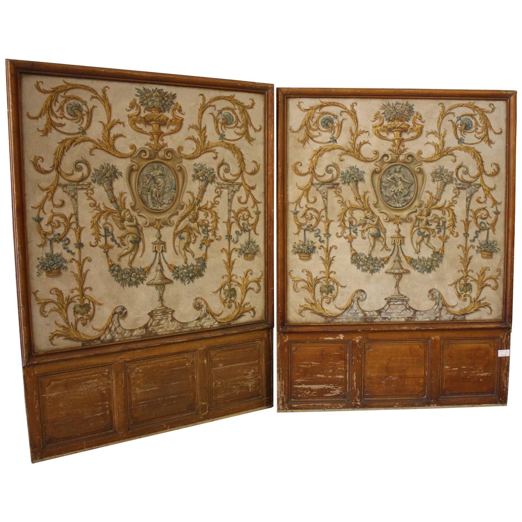 18th Century French Painted Panels - Only 1 Left