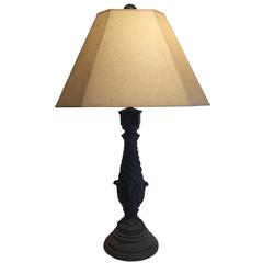 Cast Iron Baluster Lamp with Fine Detail and Parchment Shade