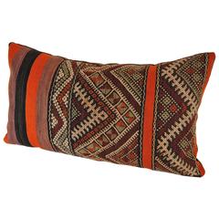 Custom Pillow Cut from a Vintage Moroccan Hand-Loomed Wool Berber Rug