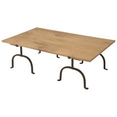French Oak and Wrought Iron Coffee Table