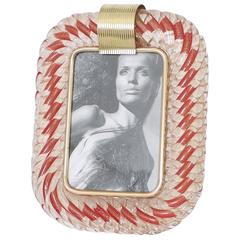 Venini 'Torciglione' Murano Glass Photo Frame with Gold Detail 5