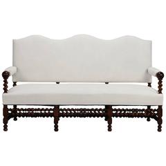 Large French Camel Back Settee with Barley Twist Frame