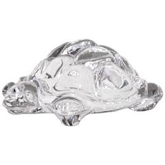 Daum France Crystal Turtle Figurine