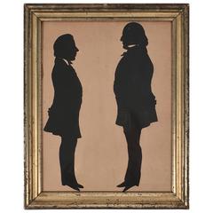Antique 19th Century Double Full Length Portrait Silhouette