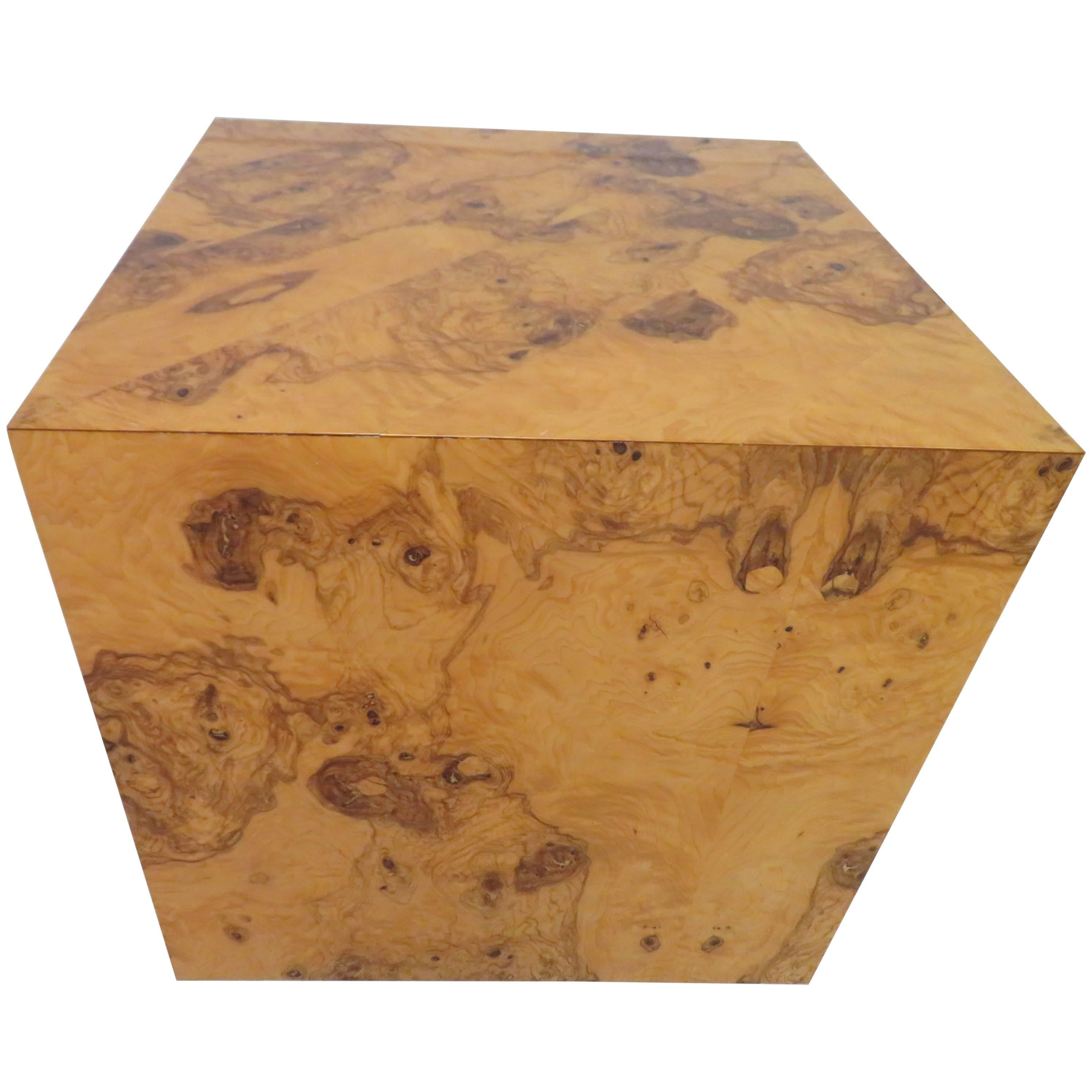 Wonderful Milo Baughman for Thayer Coggin Burl Wood Cube