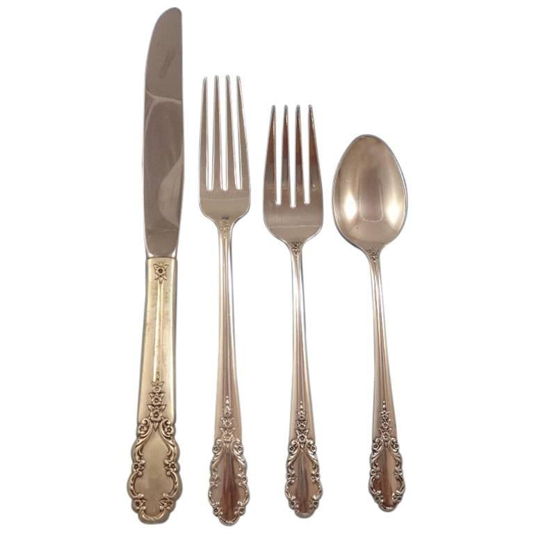 Juego de Cubiertos Velo de Novia de International Sterling Silver 12 Servicios 77 Piezas