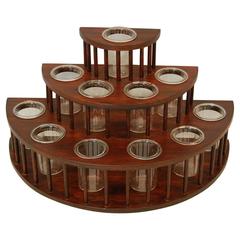 Modern Tiered Wooden Floral Display Stand with 11 Glass Bud Vases