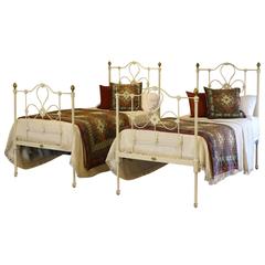 Matching Pair of Twin Iron Single Beds, MPS21