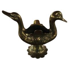 Retro Mid-Century Brass Double Sided Swan Candy Dish