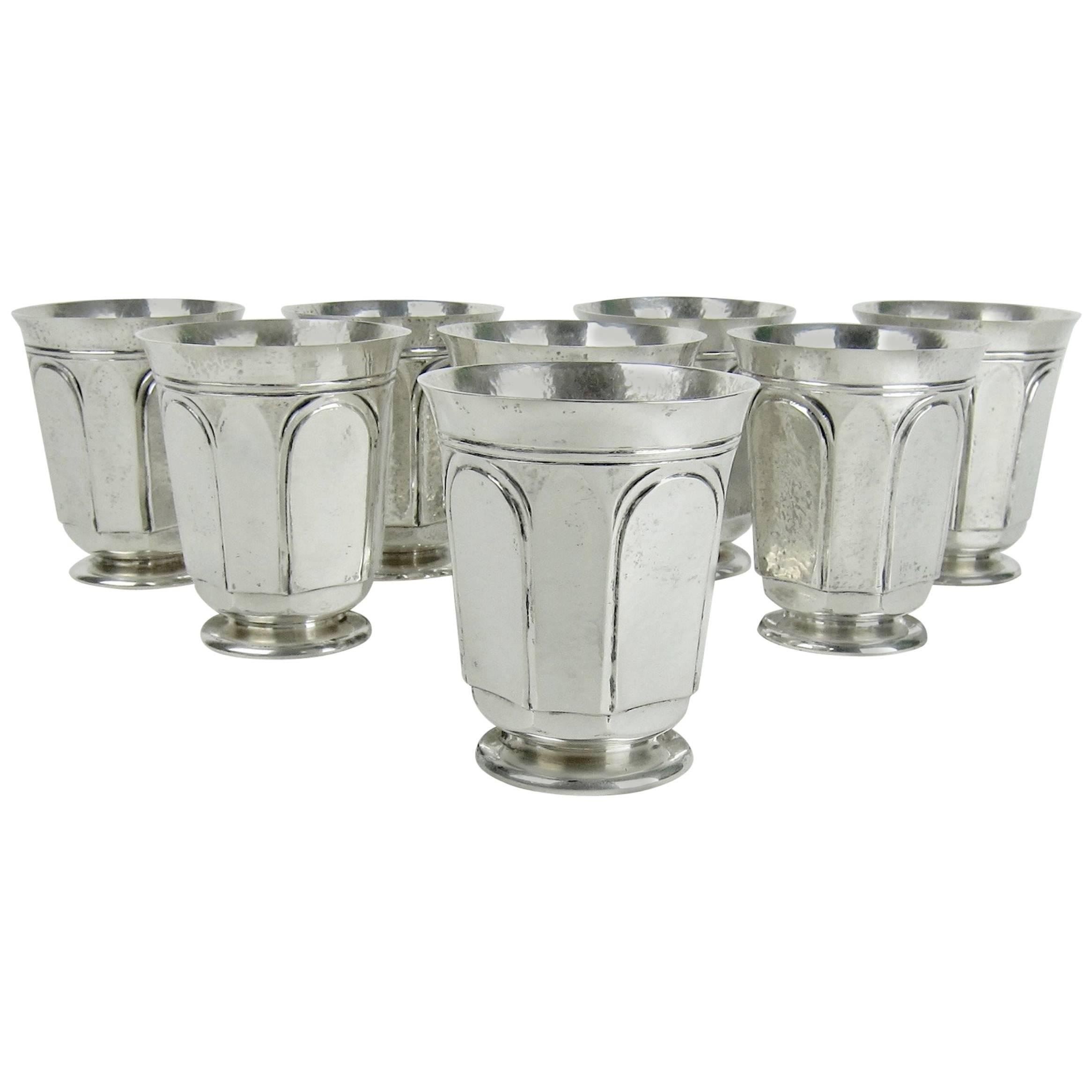 Heavy Sterling Silver Tumblers or Julep Cups by Marie Zimmermann, circa 1915 For Sale