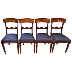 Four English Regency Klismos Side or Dining Chairs, circa 1820-1830