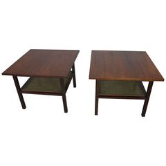 Pair of Mid-Century Modern Walnut Rosewood End Tables