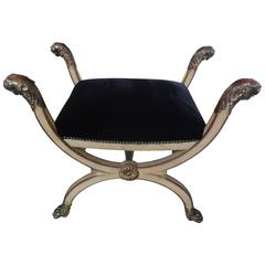 Italian Painted and Gilt Wood Neoclassical Style Curule Bench