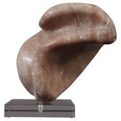 Abstract Portuguese Pink Marble Sculpture on Lucite Base