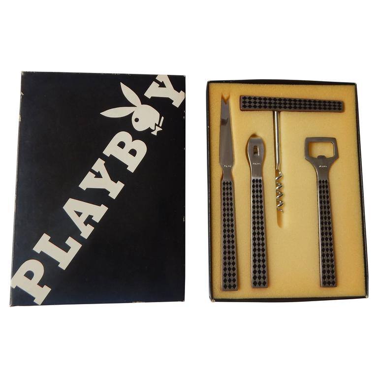 1960s, Playboy Bar Utensil Set and Ice Bucket at 1stDibs