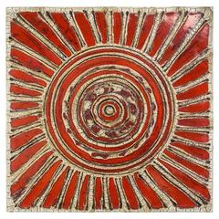 Early Contemporary Handmade Hand Glazed Bulls Eye Sunburst Wall Art, 1950