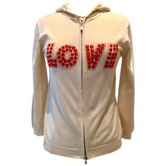 Vintage 1990s Moschino Silk "Love" Hoodie Sweater Size Medium