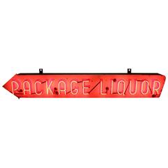 Vintage 1950s Porcelain and Neon Package Liquor Sign