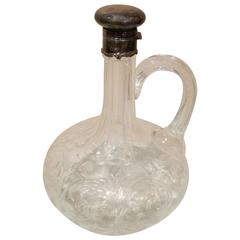 Antique Crystal Sherry Decanter with a Sterling Top, Early 20th Century