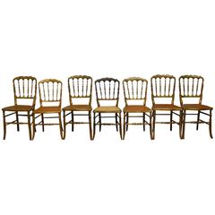 Assembled Set of Seven Giltwood Italian Chiavari Chairs