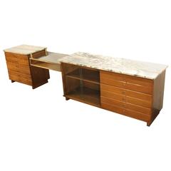 Paul McCobb Marble-Top Three-Section Credenza