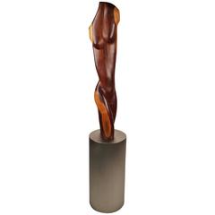 Used Solid Ebony Norman Ridenour Sculpture 1970s