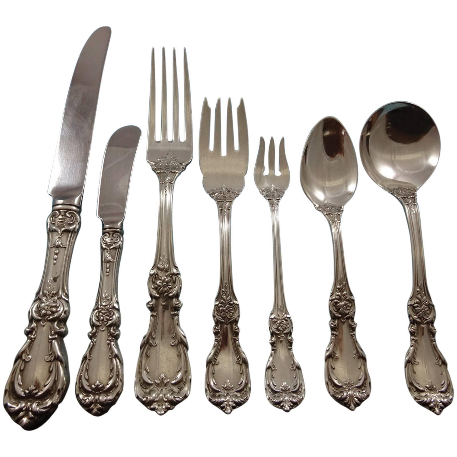 Burgundy by Reed and Barton Sterling Silver Flatware Set 12 Dinner Service 84 Pc For Sale