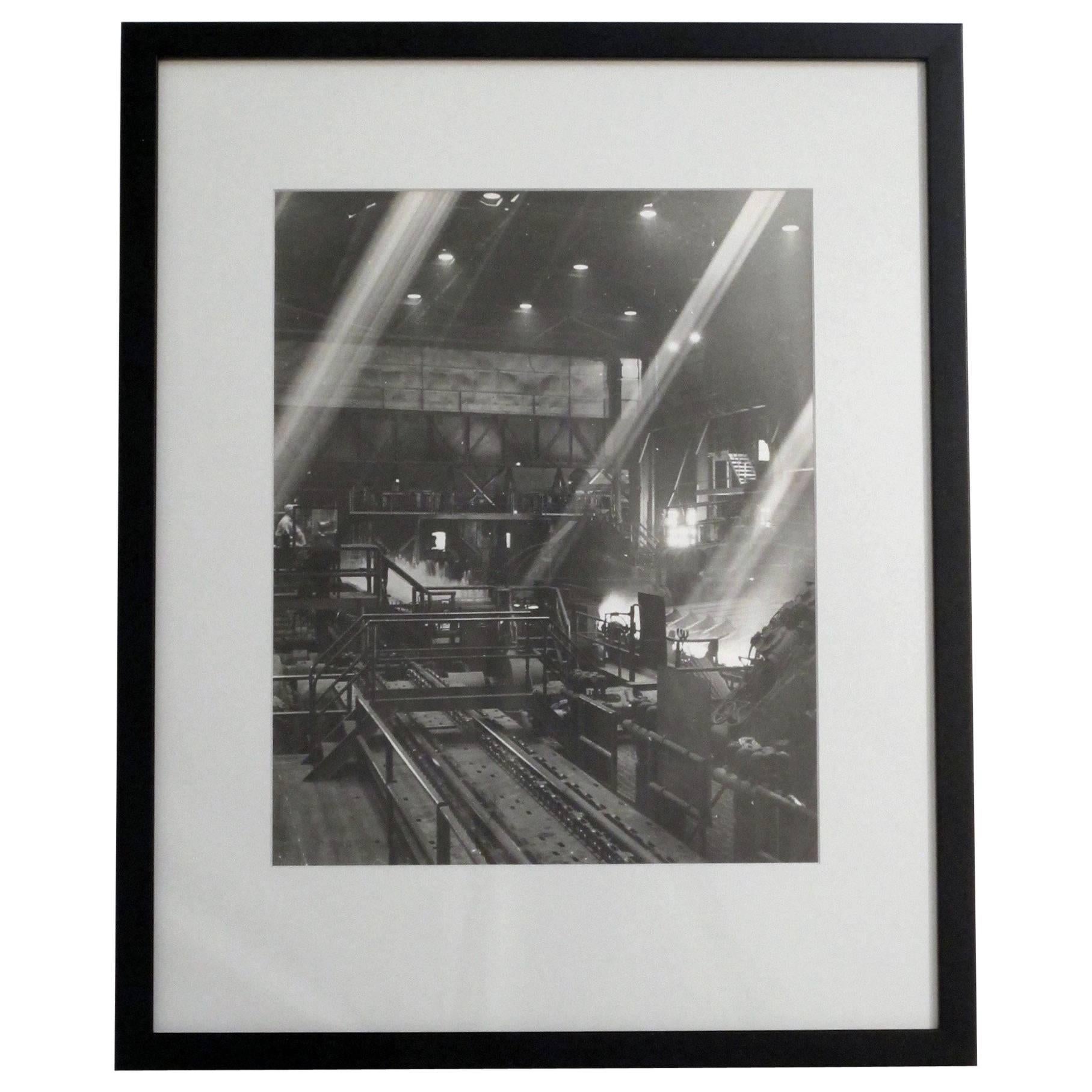 Industrial Steel Mill Black and White Photograph