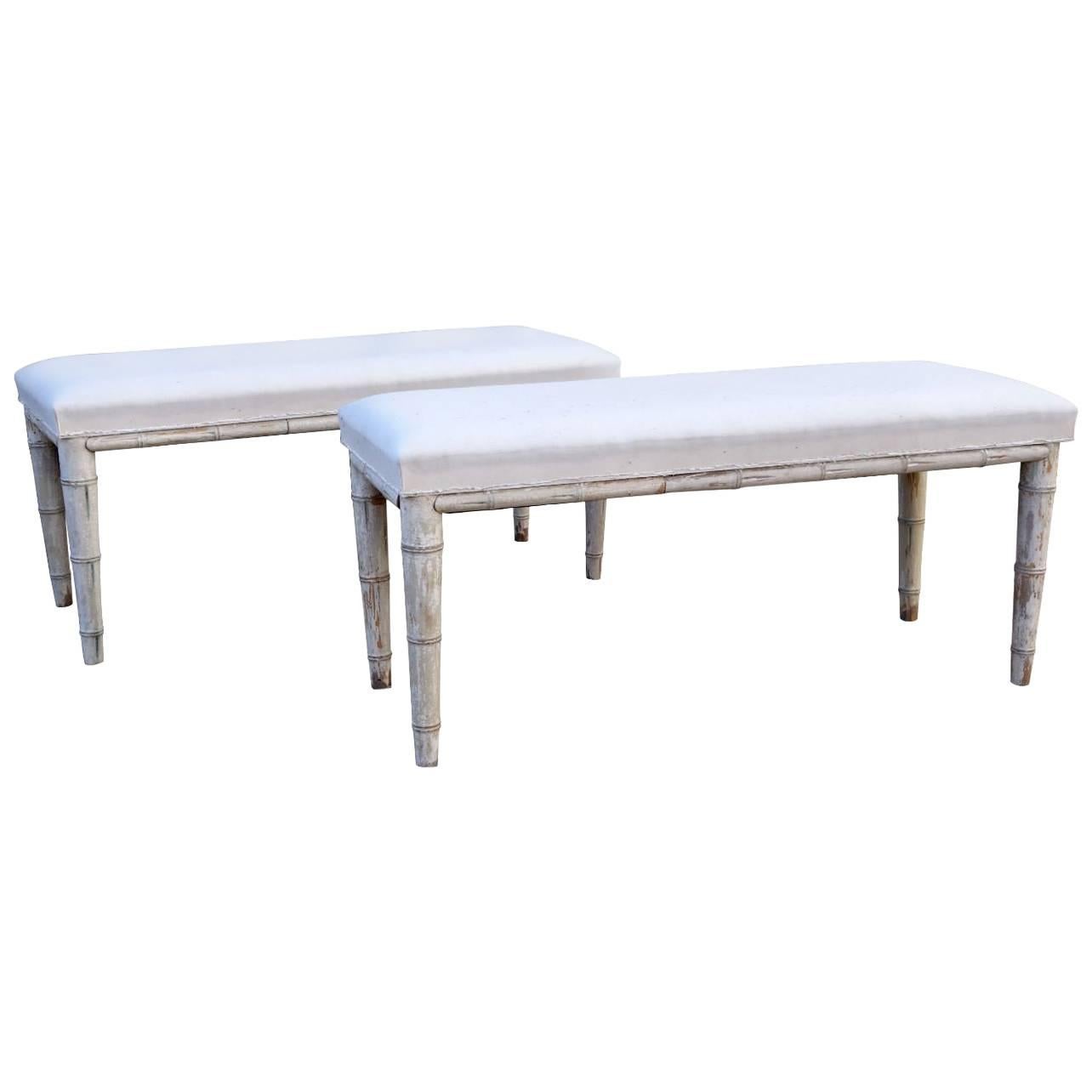 Pair of Upholstered Benches For Sale