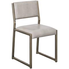 Bandholz Chair in Antiqued Brass with Upholstered Leather Seat and Back