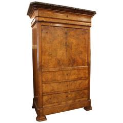 19th Century French Empire Drop Front Secretary with Marble Top