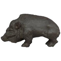 European Arts & Crafts Handcrafted and Highly Detailed Wild Boar Pig Figure