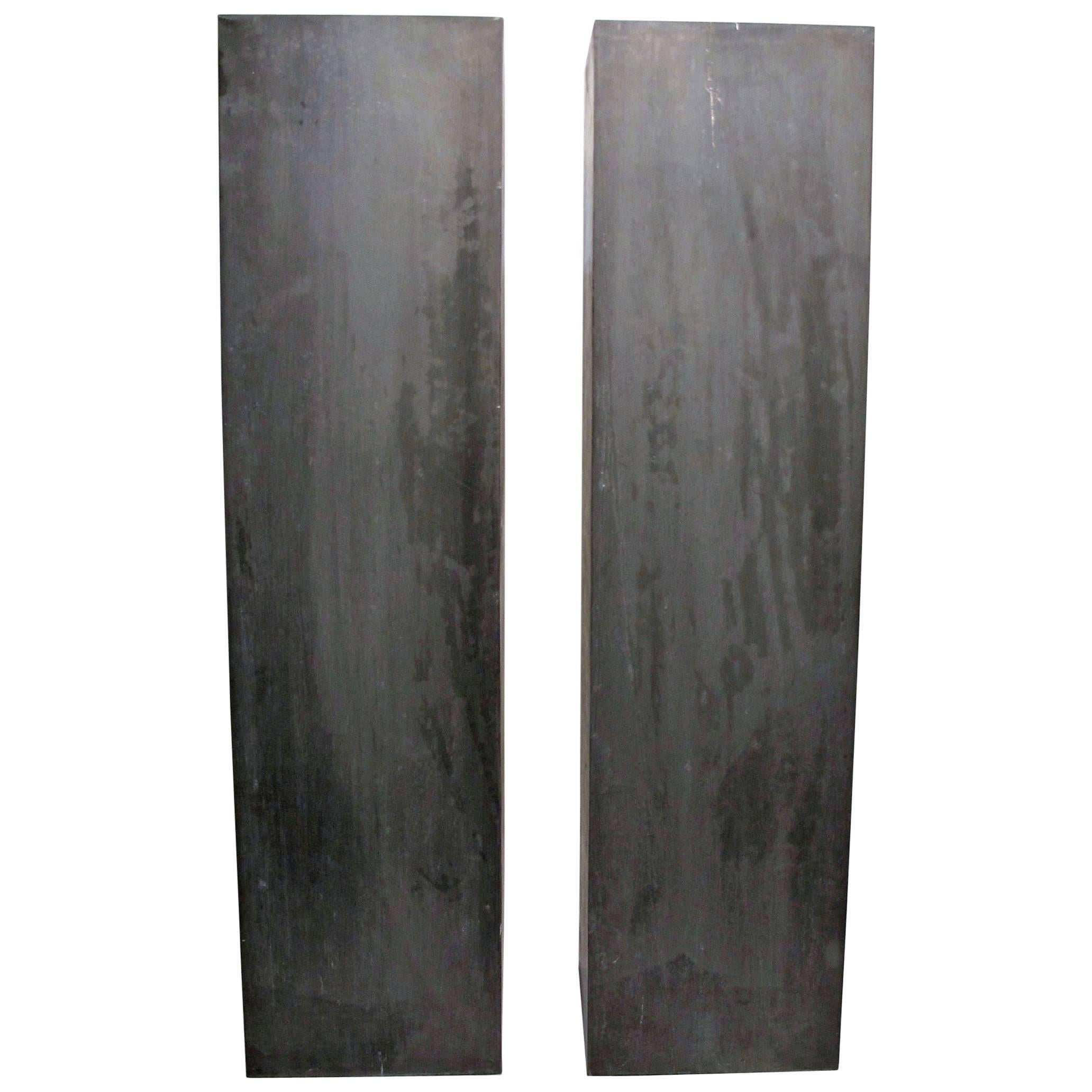 Large Pair of Zinc Pedestals