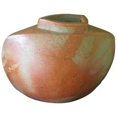 Early Contemporary Handmade Hand Glazed Crescent Vase Earth Tones, 1970