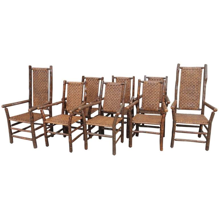Fantastic Signed Old Hickory Side Chair For At 1stdibs Set Of Eight Signed Old Hickory Dinning Chairs