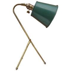 Tripod Brass Lamp in the Style of Greta Grossman