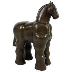 Modern Bronze Horse Sculpture in the Style of Fernando Botero