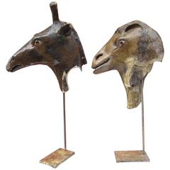 Pair of Papier Mâché Masks, Giraffe and Camel