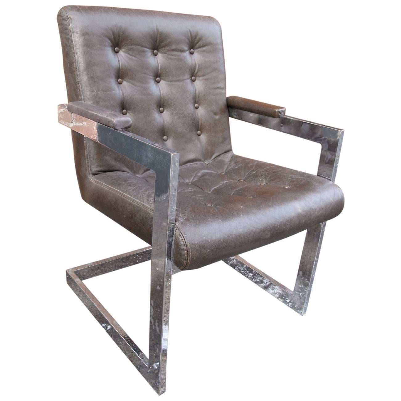 Tufted Leather Armchair by Directional For Sale