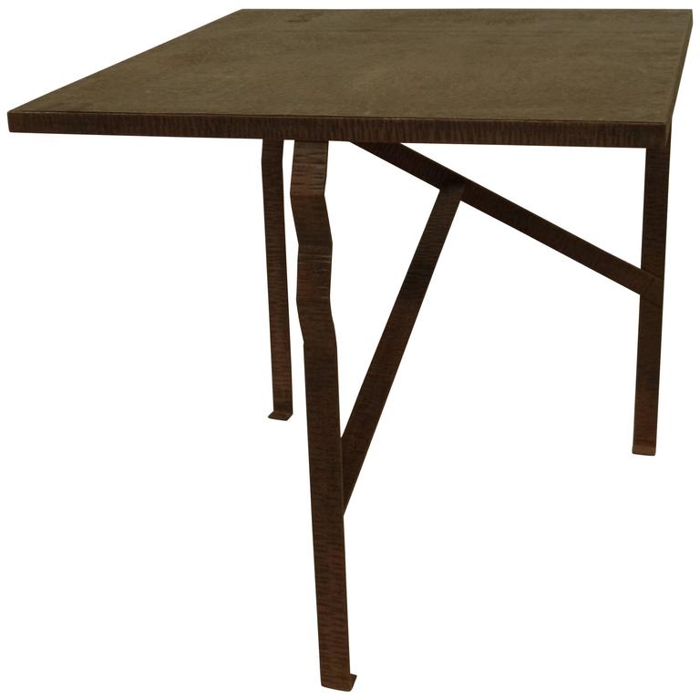 French Early Modern Hand Hammered Copper Console / Center Table Attr