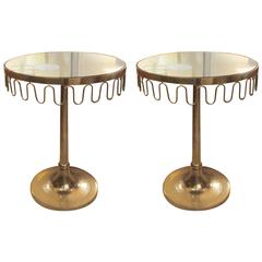 Pair of Modern Chrome Mirrored Top Tables 8
