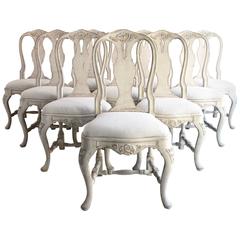 Set of Ten Antique Swedish Rococo Style Dining Chairs 3