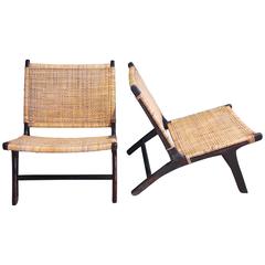 Pair of Scandinavian Rattan Lounge Chair