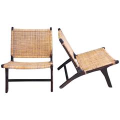 Pair of Scandinavian Rattan Lounge Chair