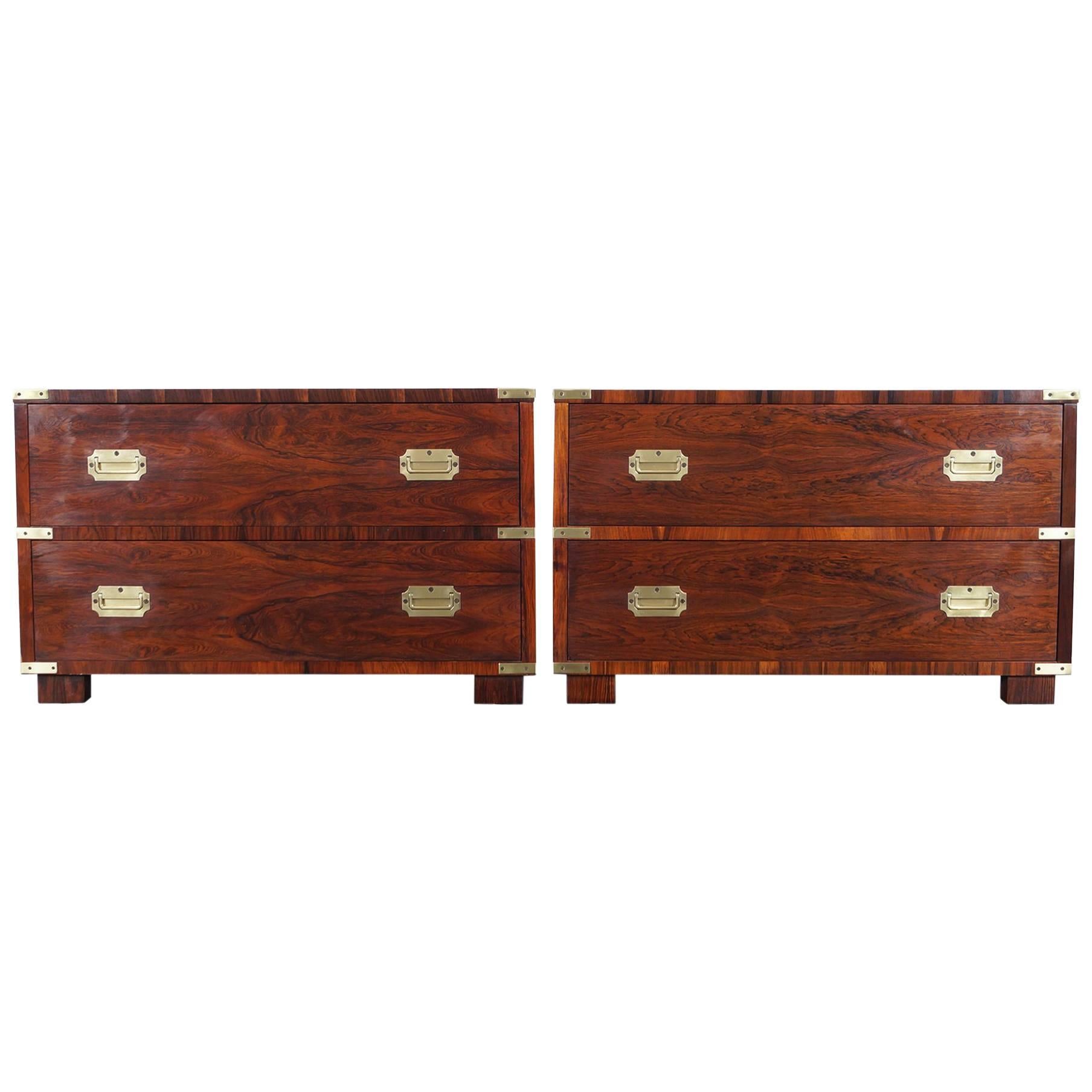 Vintage Rosewood Campaign Style Chest of Drawers by John Stuart