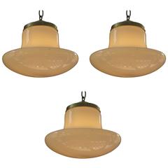 Vintage Three Inverted Mushroom Form Pendants