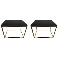 Two Large-Scale 1970s Italian Cube Brass Benches, Sold Individually